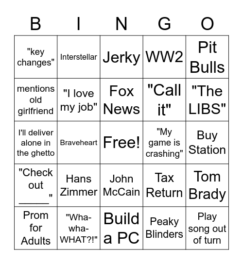 KillerIdent1ty Bingo Card