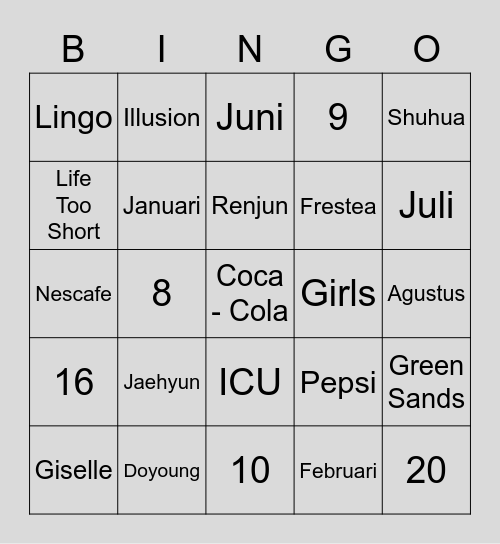 Mark Lee Bingo Card