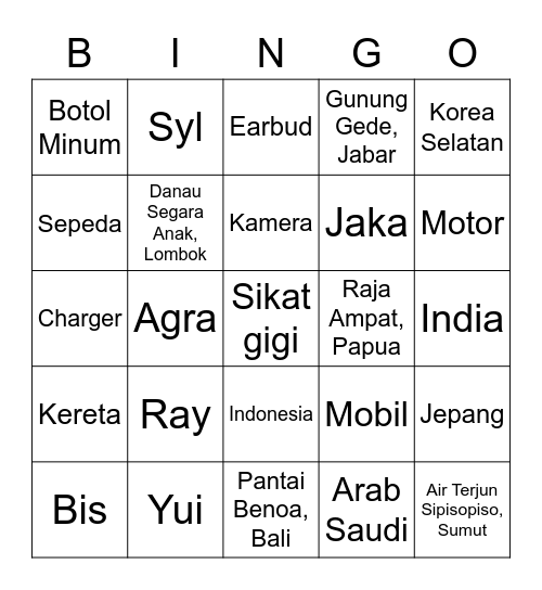 Bingo Travmo with Syl Bingo Card