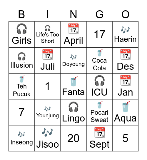 rhyGYJ Bingo Card