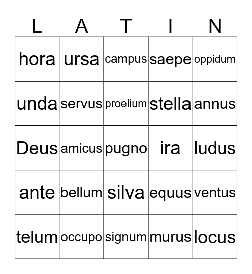 Latina Christiana Week 15 Review Bingo Card