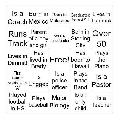 Who Do You Know Bingo Card