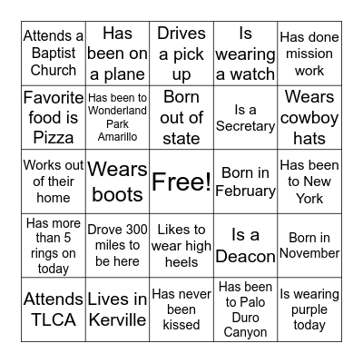 Who Do You Know Bingo Card