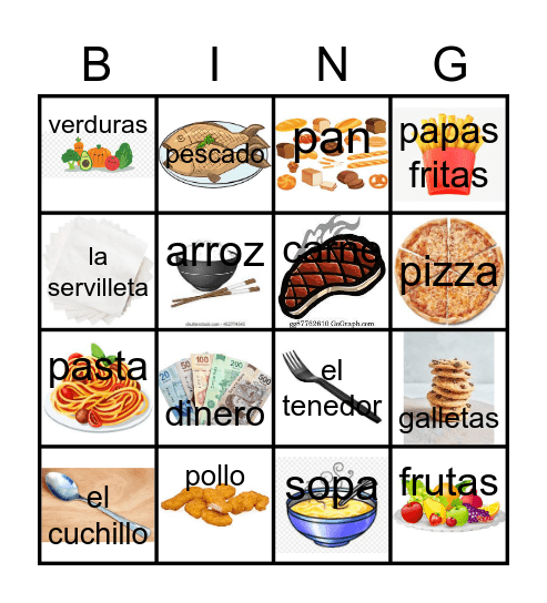 El almuerzo Bingo Card