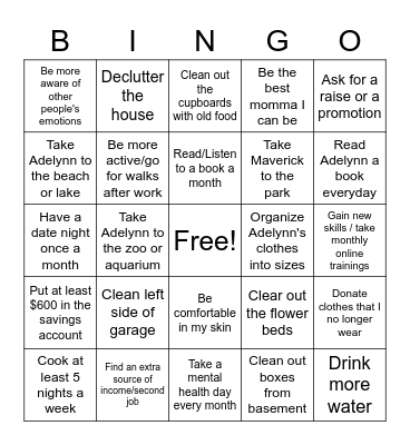 2023 Goals Bingo Card