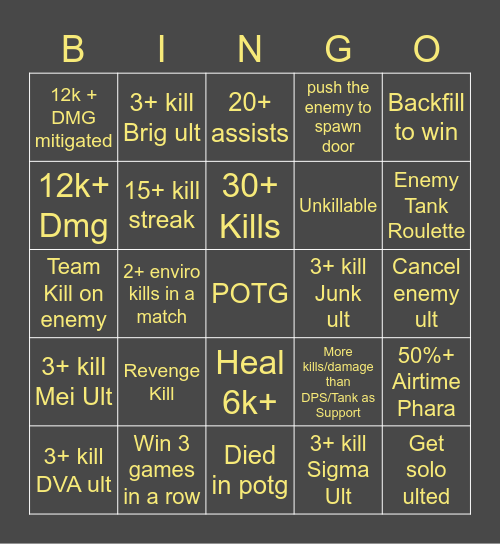 BingOverwatch 2 Bingo Card