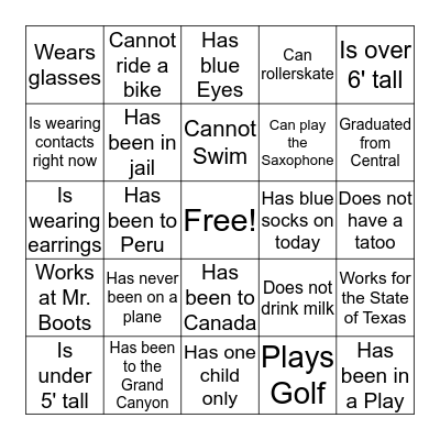 Who Do You Know Bingo Card