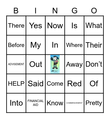 Sight Words Bingo Card