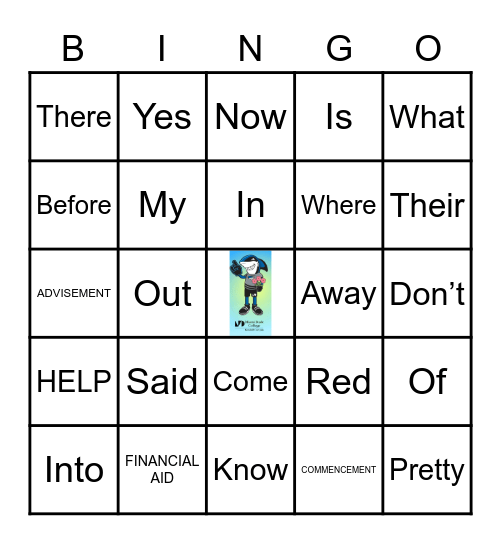 Sight Words Bingo Card