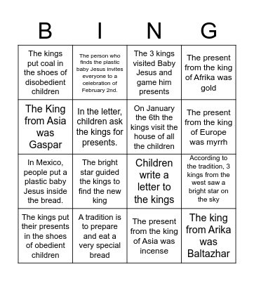 El Día de Reyes Bingo Card