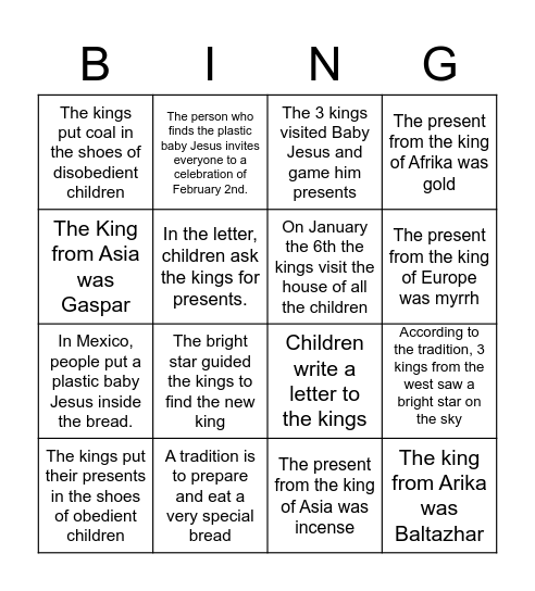 El Día de Reyes Bingo Card