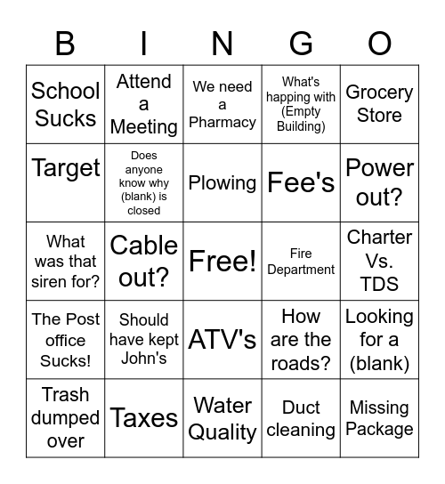 Angry Page Bingo Card