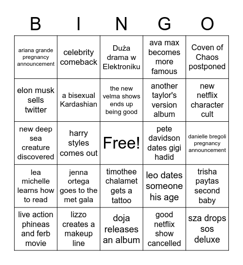 2023 BINGO Card