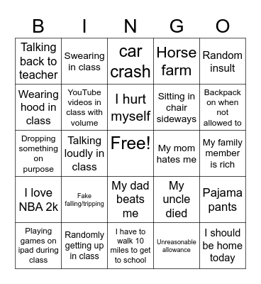 Devan Bingo Card