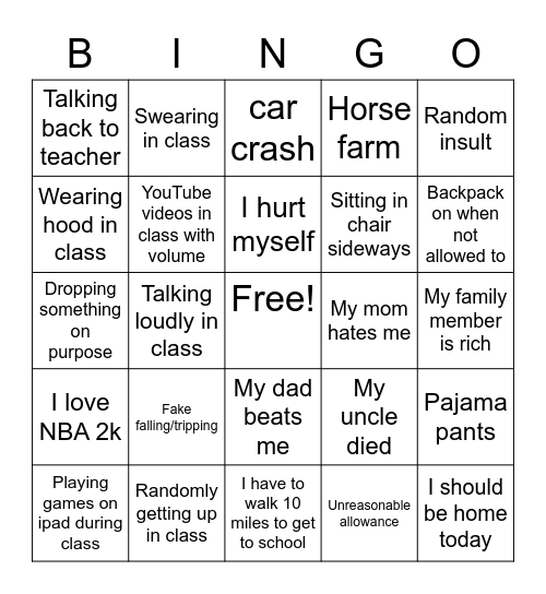 Devan Bingo Card