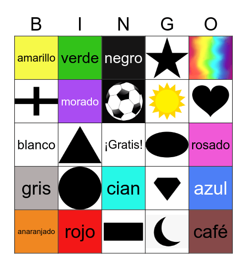 Los Colores y Las Formas Bingo Card