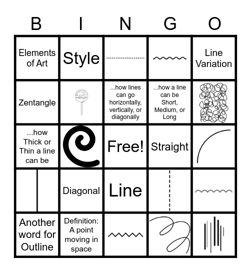 All About Lines Bingo Card