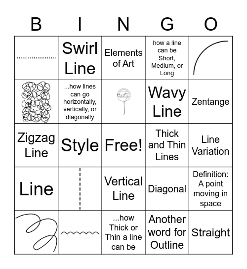 All About Lines Bingo Card