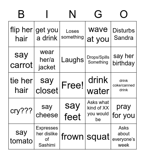 Shek Bingo Card