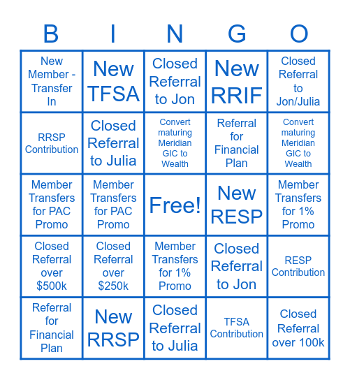 Retirement Season Bingo Card