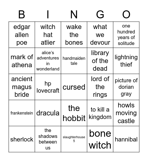 2023 reading bingo Card