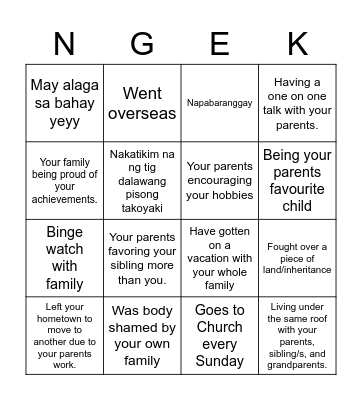 Bingo ni Gizmo Bingo Card