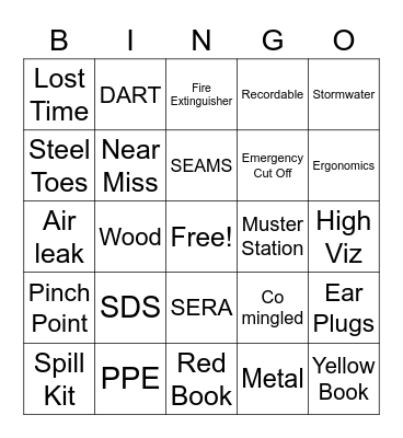 Safety Bingo Card