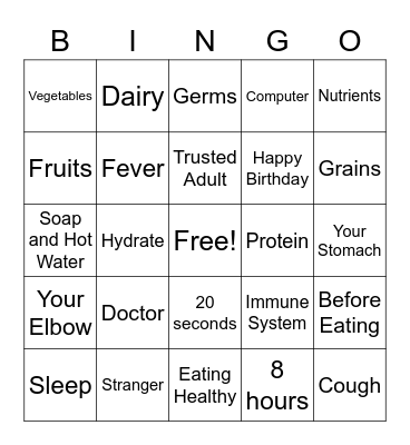 Health Bingo Card