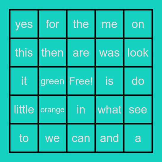 Sight Words ♥ Bingo Card