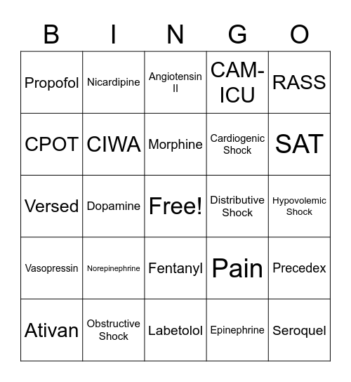 Drip Bingo Card