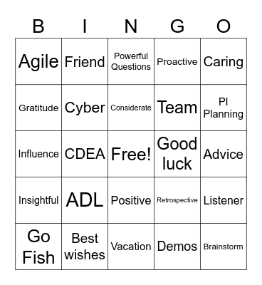 Jenn's Farewell Bingo Card