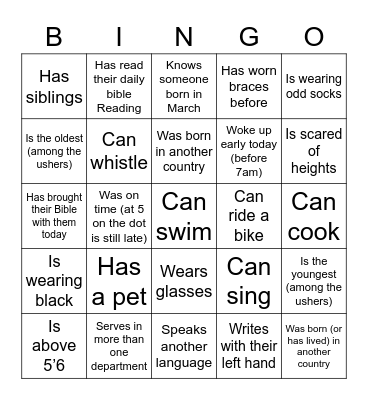 This Usher…👀 Bingo Card