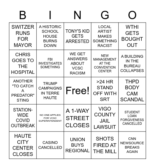 2023 NEWS CYCLE Bingo Card