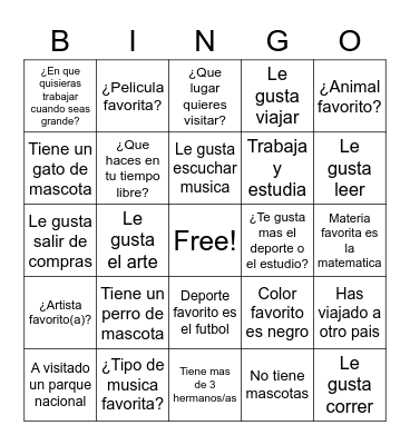 Get to Know You Bingo Card