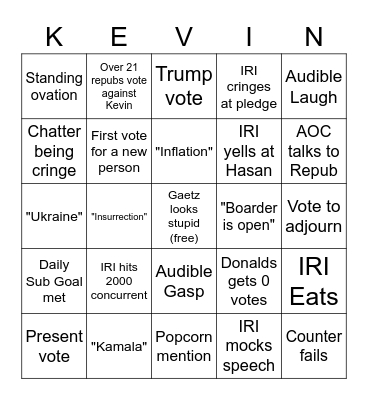 House Speaker Vote Bingo Card