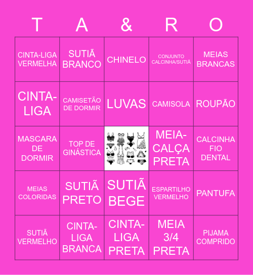 Chá de Lingerie Bingo Card
