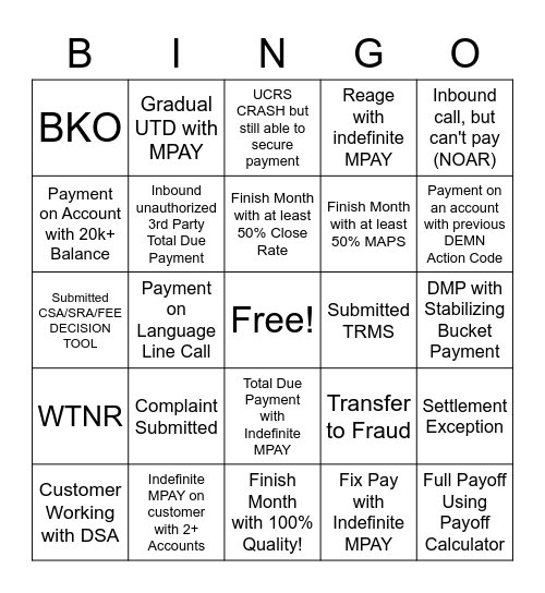 Collections Bingo Card