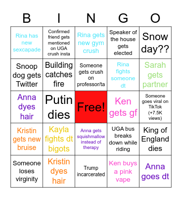 Spring 2023 Bingo Card