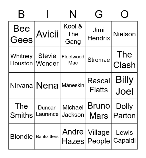 Swingo Bingo Card
