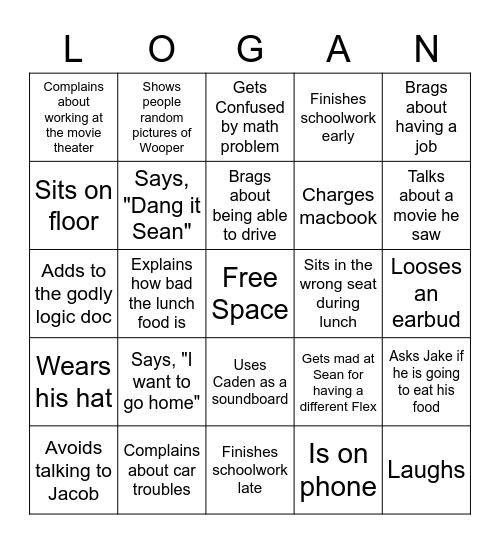 Logan Bingo Card