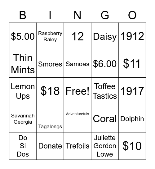 SCOUTS Bingo Card