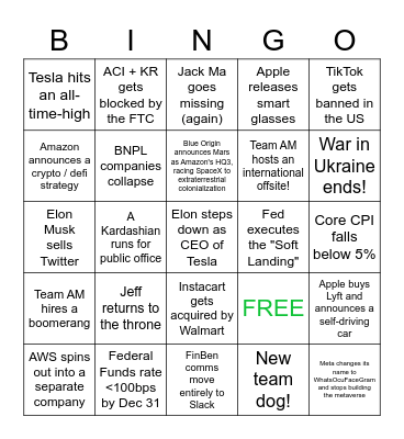 FINBEN 2023 Bingo! Bingo Card