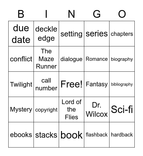 Book Bingo Card