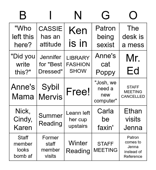 DPL Bingo Card