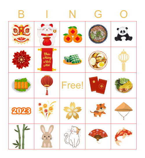 Tết bingo Card