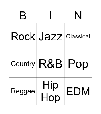 MUSICAL BINGO Card