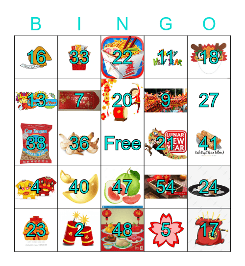 Chinese New Year Bingo Card