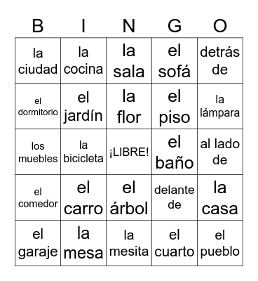 La Casa Bingo Card