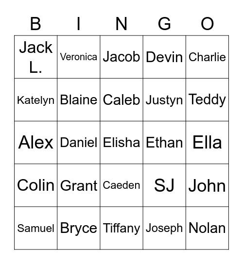 EGR 120: Name Game Bingo Card