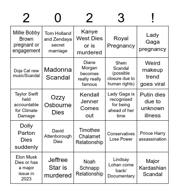2023 Bingo Card Bingo Card